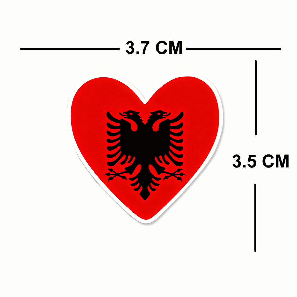 4 PACK Albania Flag heart waterproof Matte vinyl sticker paper Albanian Team