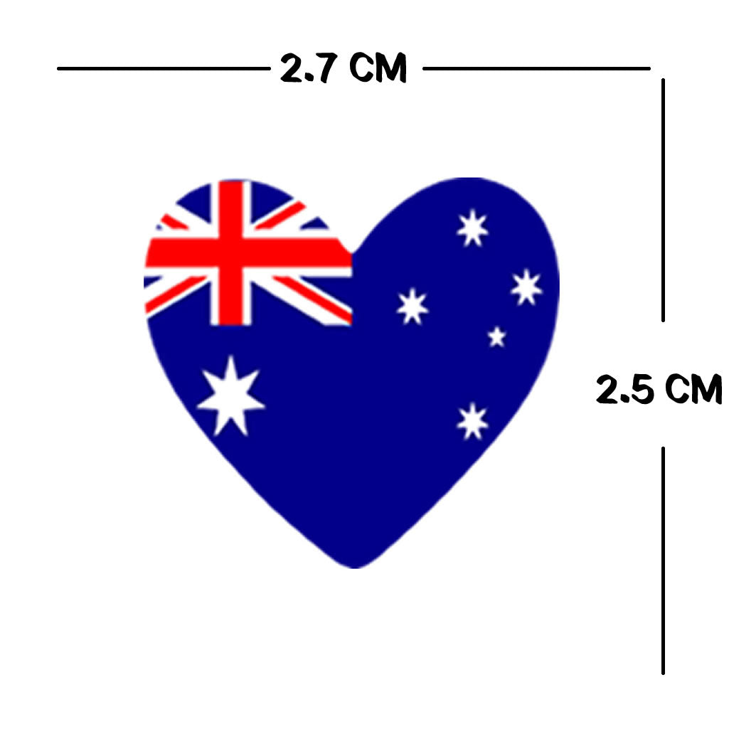 Set of 4 x Australia Flag HEART Iron on Transfer for fabric Machine Washable screen print Australian Team