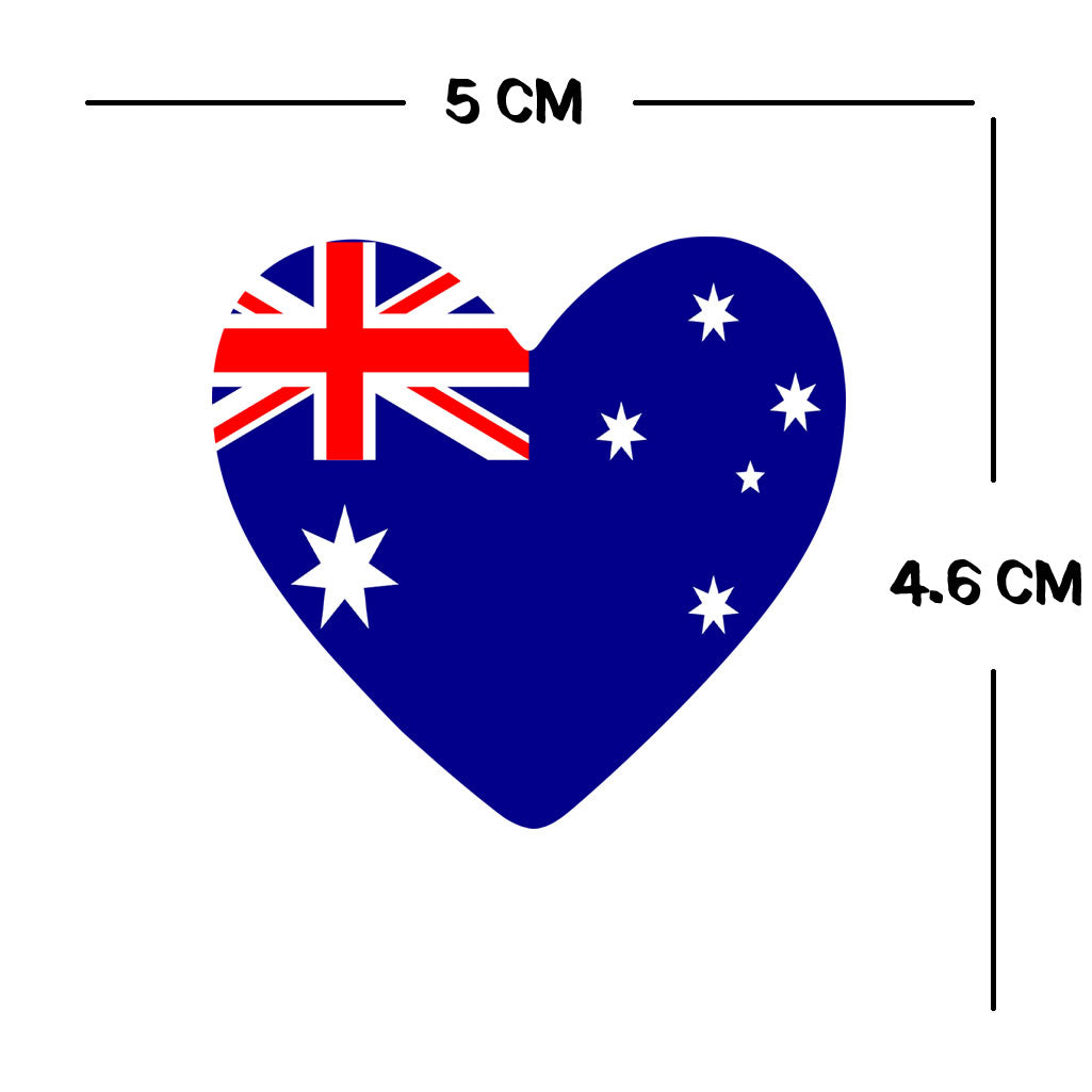 2 x Australia Flag Heart Temporary Tattoo Australian Flag Aussie