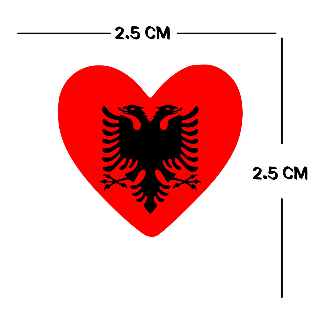 4 X Albanian flag Heart Iron on Screen Print transfer Machine Washable Albania