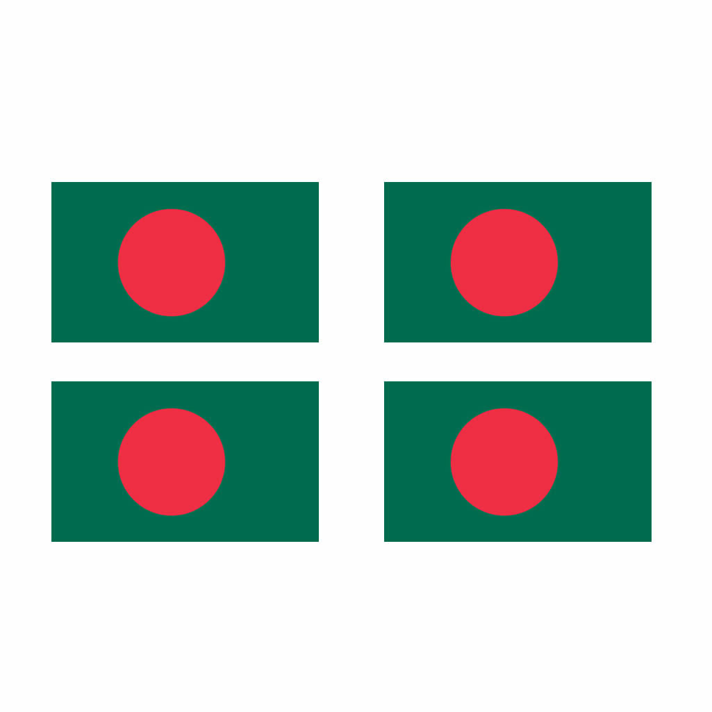 Set of 4 Bangladesh Flag Iron on Screen Print Transfers for Fabrics Bengali Flag