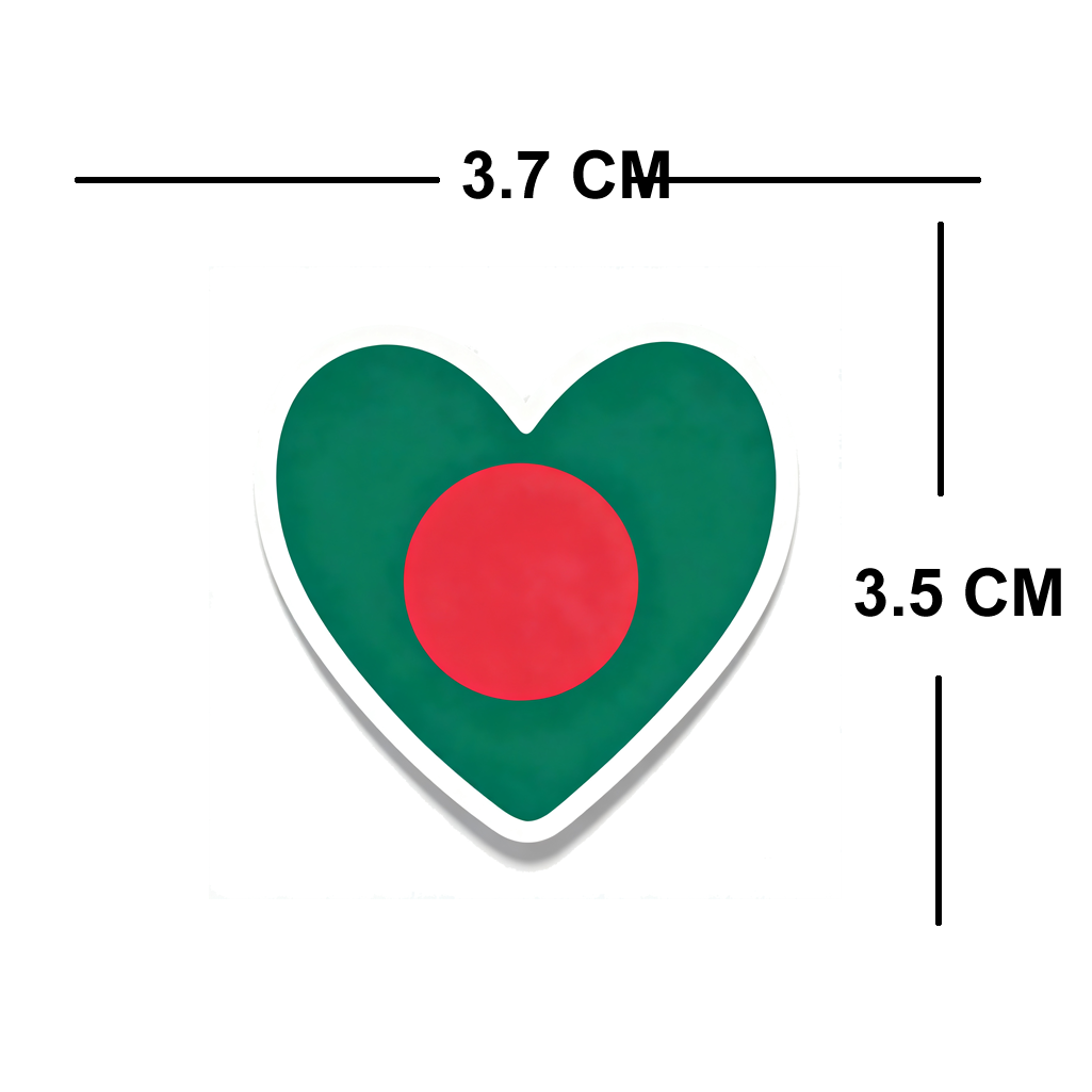 4 PACK Bangladesh Flag heart waterproof Matte vinyl sticker paper Bengali team