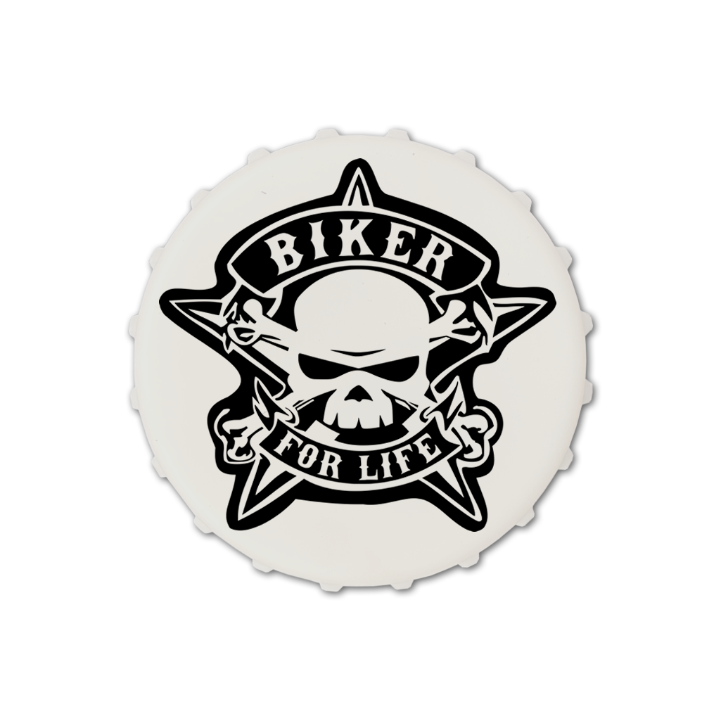 Biker of life Magnetic bottle cap opener gift fridge magnet Skull Star