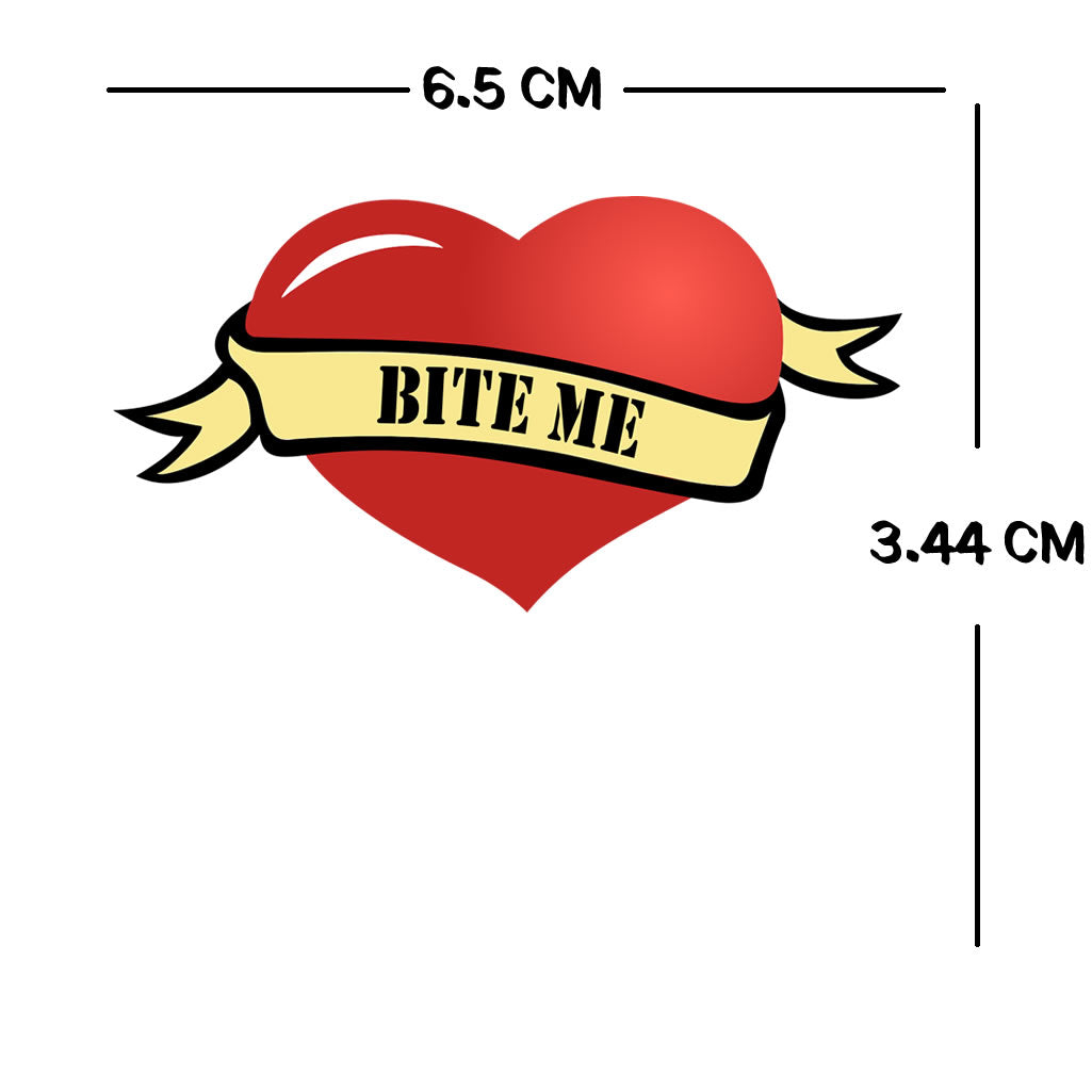 Bite me Heart Temporary Tattoo waterproof playful raunchy Naughty mischievous teasing