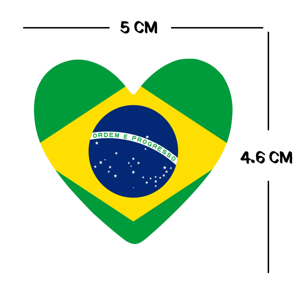 2 x Brazil Flag Heart Temporary Tattoo Brazilian Team support