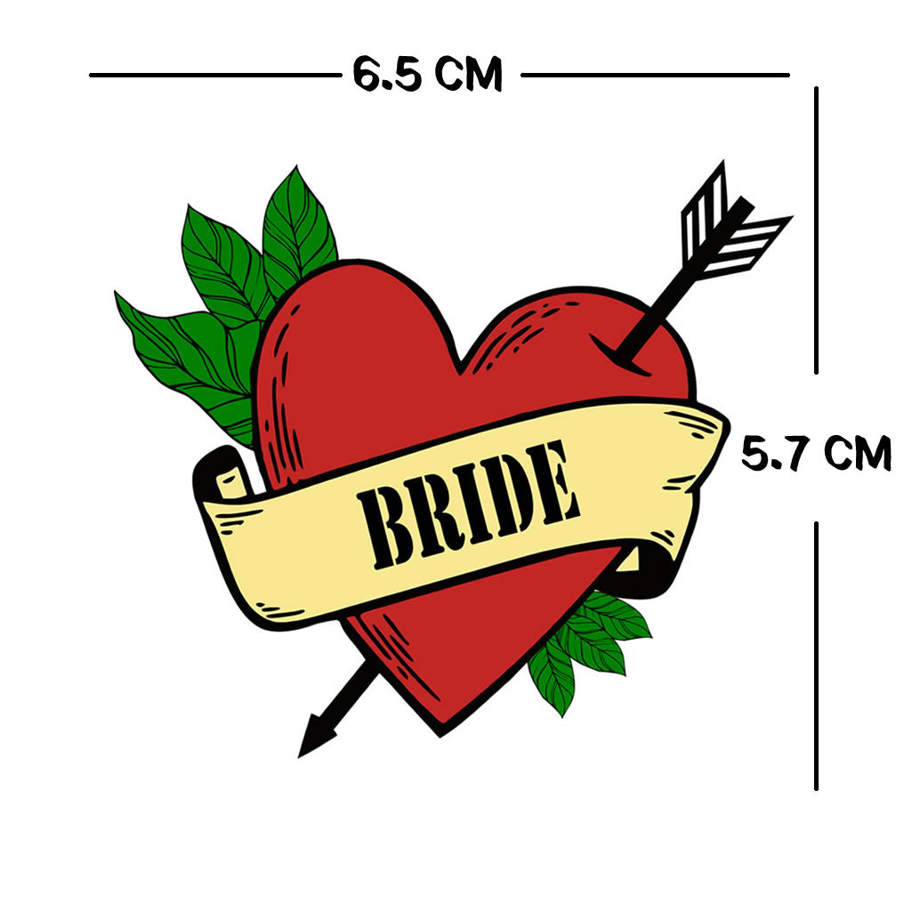 Bride Heart arrow TEMPORARY TATTOO forever love Wedding bride to be wife spouse newlywed