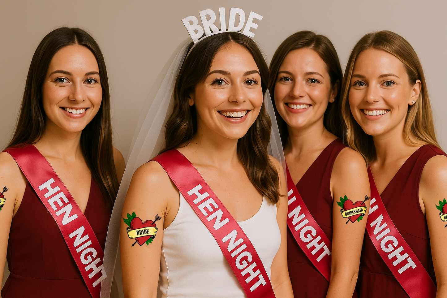 Bridesmaid Heart arrow TEMPORARY TATTOO forever love Wedding bride to be bride's maid