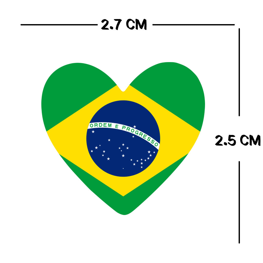 Set of 4 x Brazil Flag Heart Iron on Transfer for fabric Brazilian Team
