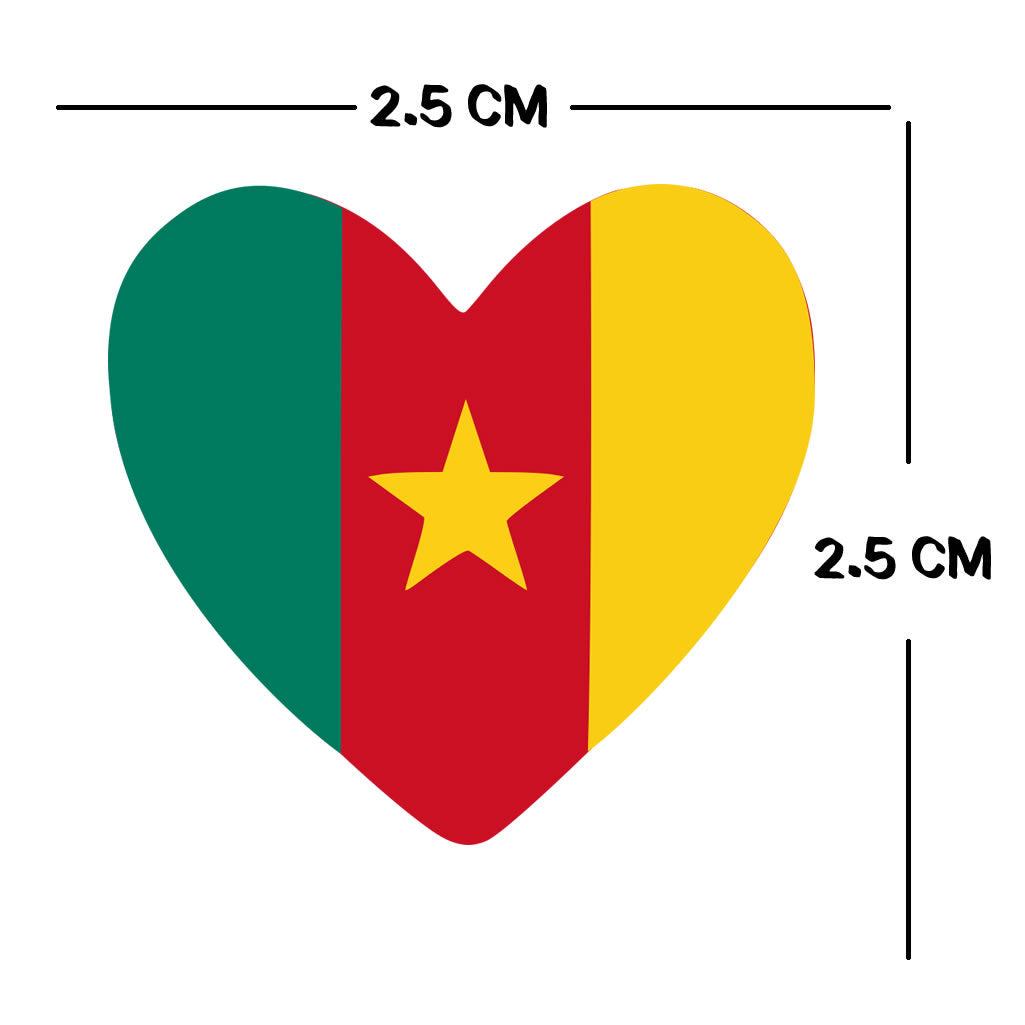 4 X Cameroon flag Heart Iron on Screen Print transfer Machine Washable Team