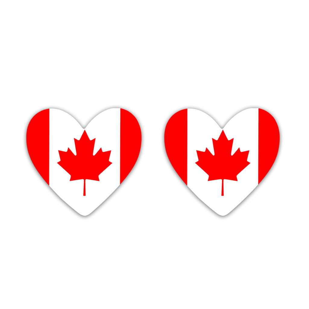 2 x Canada Flag Heart Temporary Tattoo Canadian Team support
