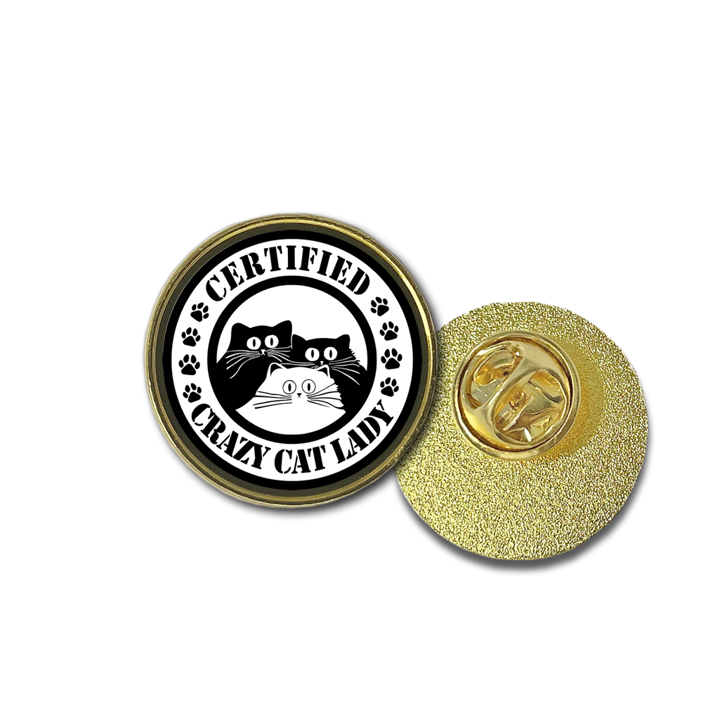 Certified Crazy Cat Lady Metal pins badge cat lover mother of cats