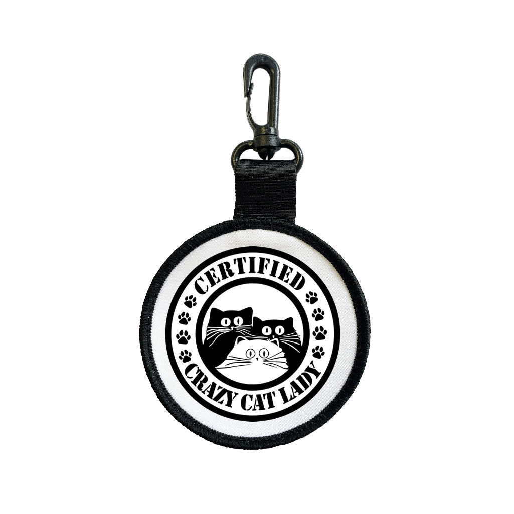 Certified Crazy Cat Lady Tag Pull Bag Key Ring Keyring paws pet feline lover