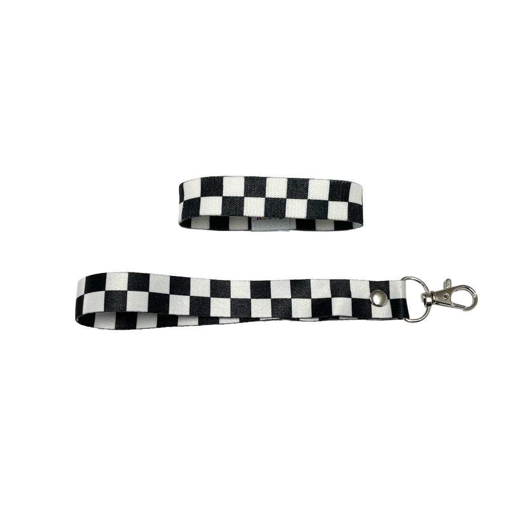 Set of Chequered Flag elastic Wrist band wristband Key tag Set racing motorsports