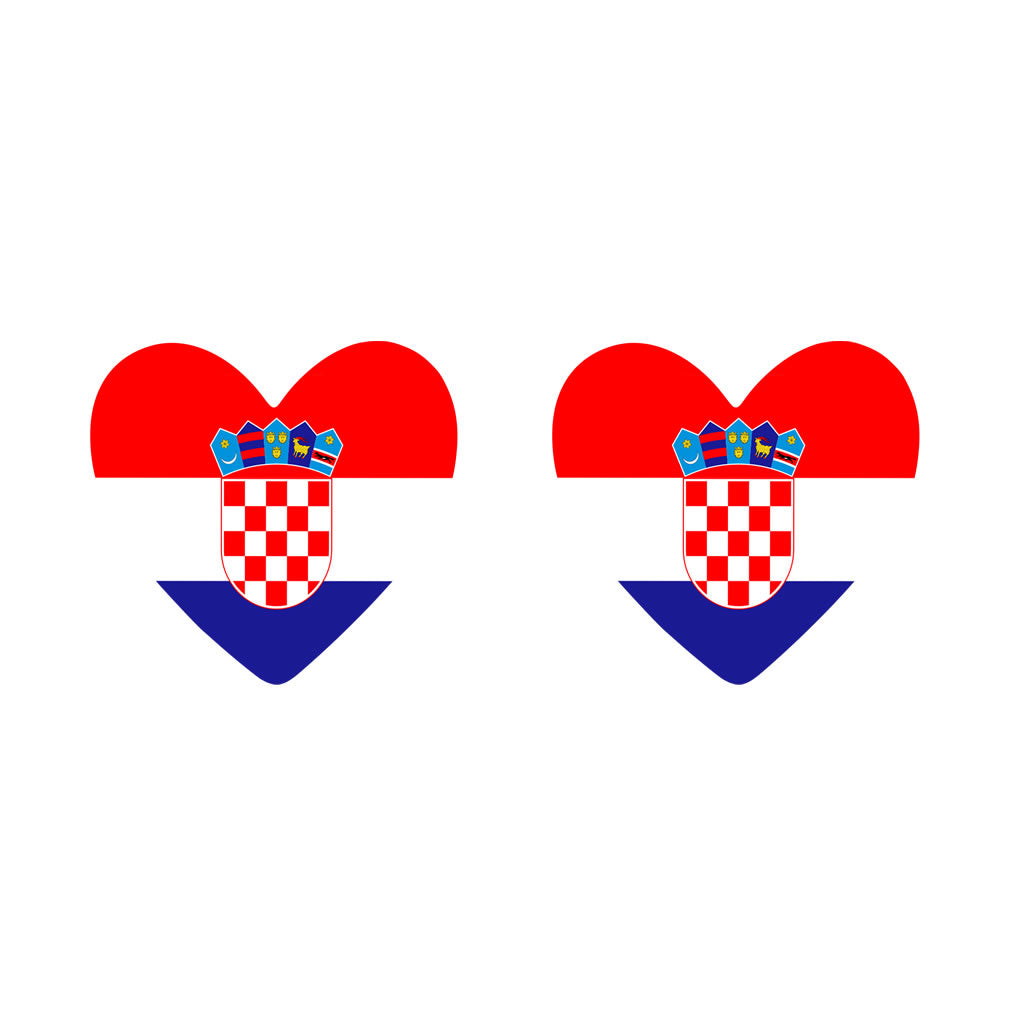 2 x Croatia Flag Heart Temporary Tattoo Croatian Team support