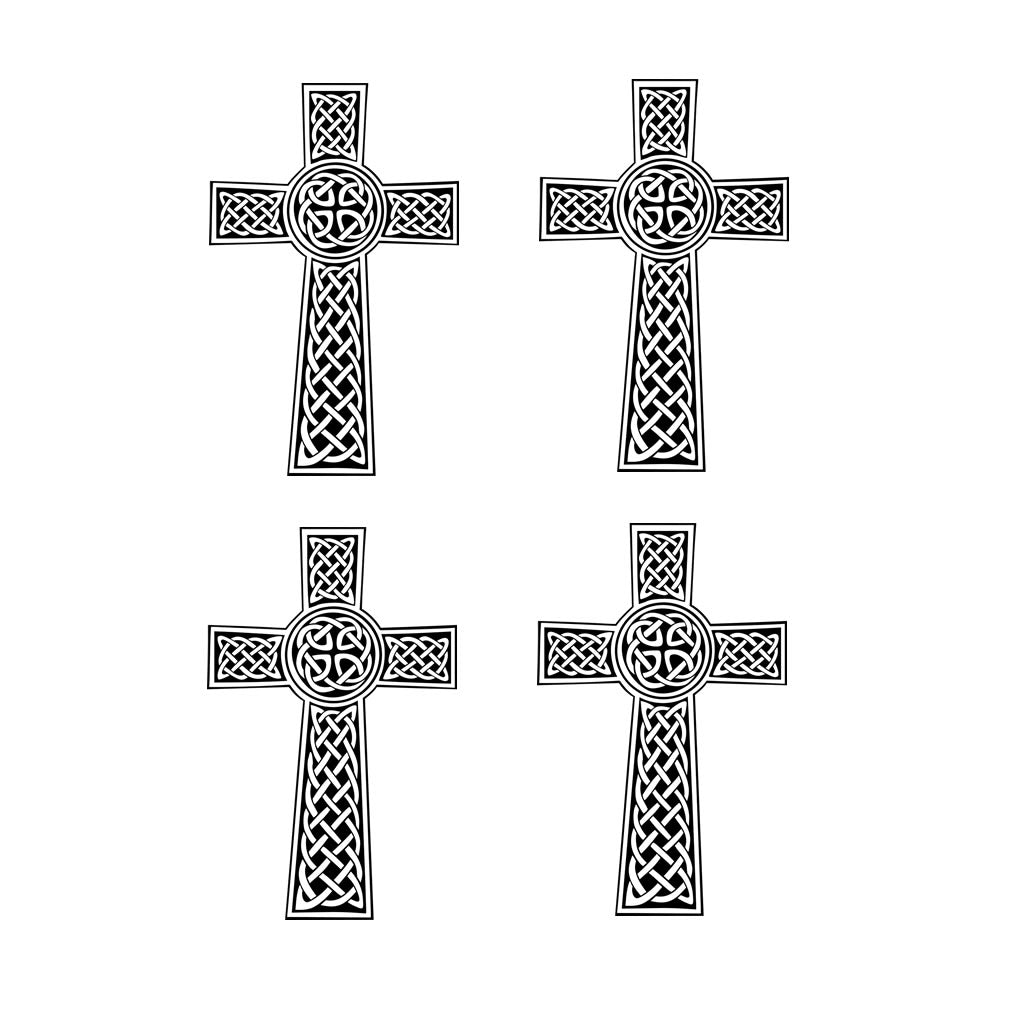 Set of 4 x Celtic Cross Iron on Screen Print Transfer for fabrics Christ