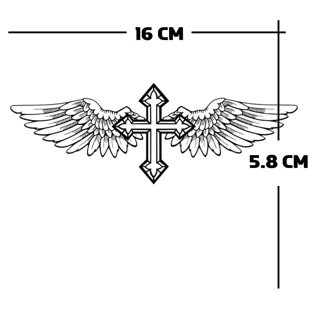 CROSS / WING TEMPORARY TATTOO long lasting waterproof neck body arm tats