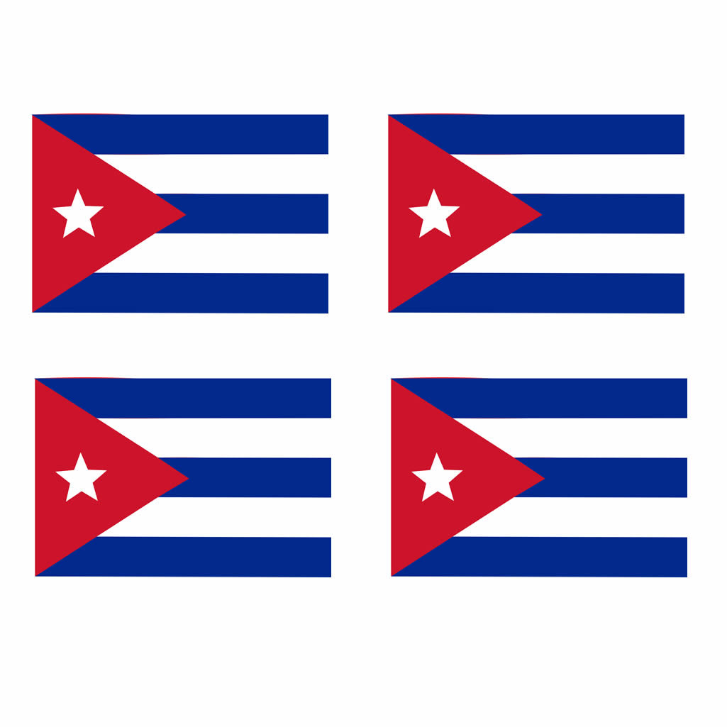 Set of 4 Cuba Flag Iron on Screen Print Transfers for Fabrics Cuban Flag