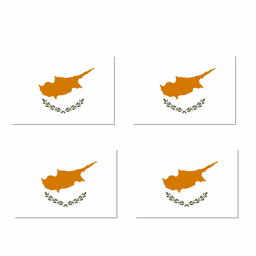 Set of 4 Cyprus Flag Iron on Screen Print Transfers for Fabrics Cypriot Flag