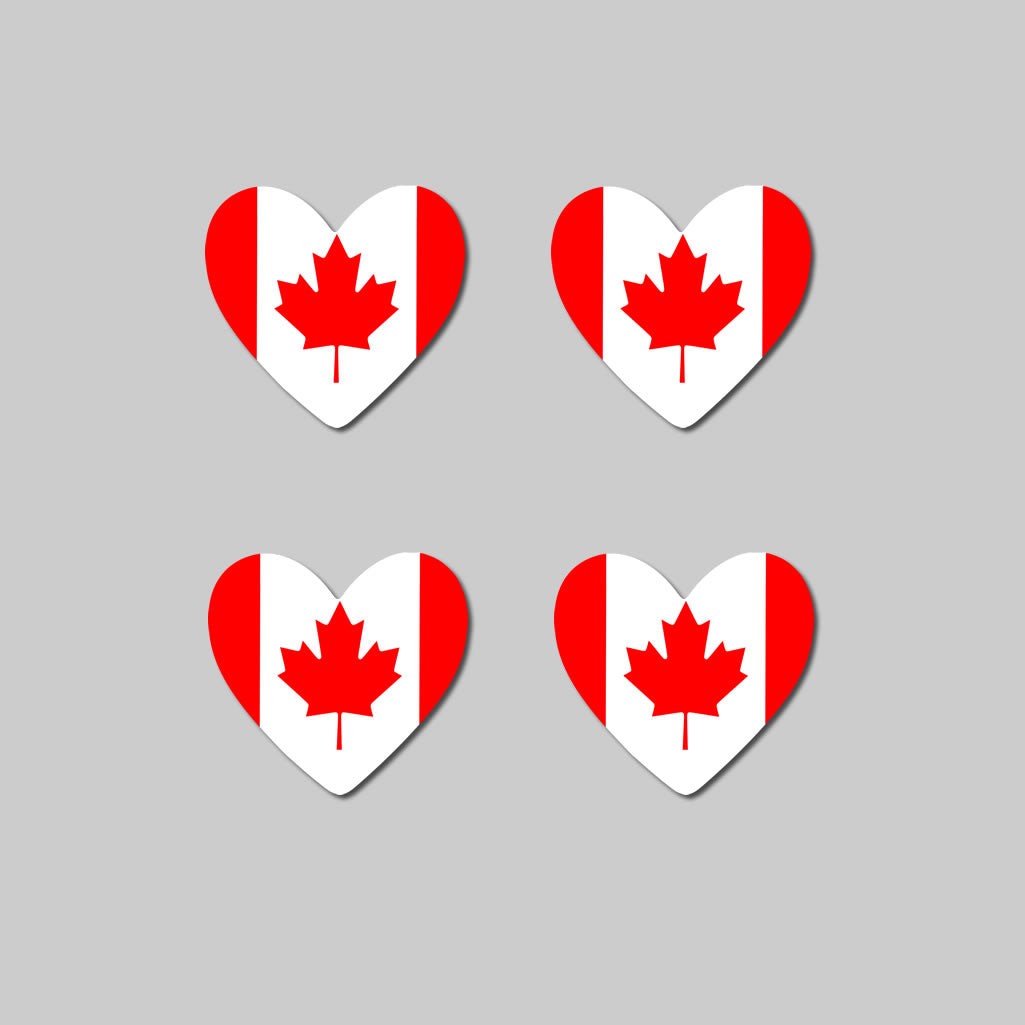 Set of 4 x Canada Flag Heart Iron on Transfer for fabric Canadian Team