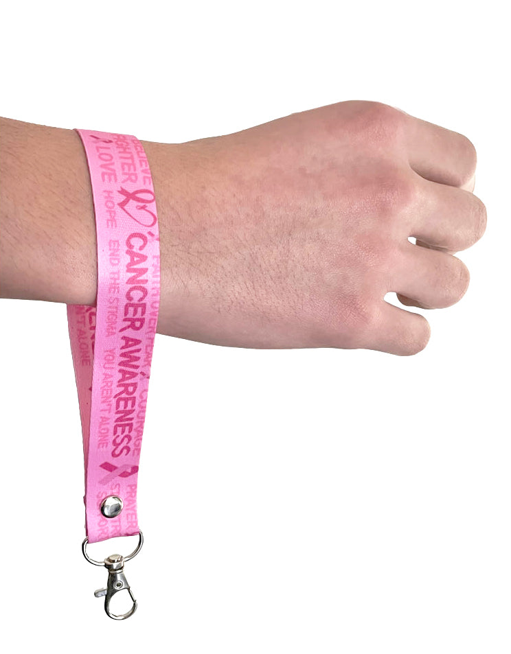 Cancer awareness elastic Wrist band wristband Key tag Set pink ribbon butterfly