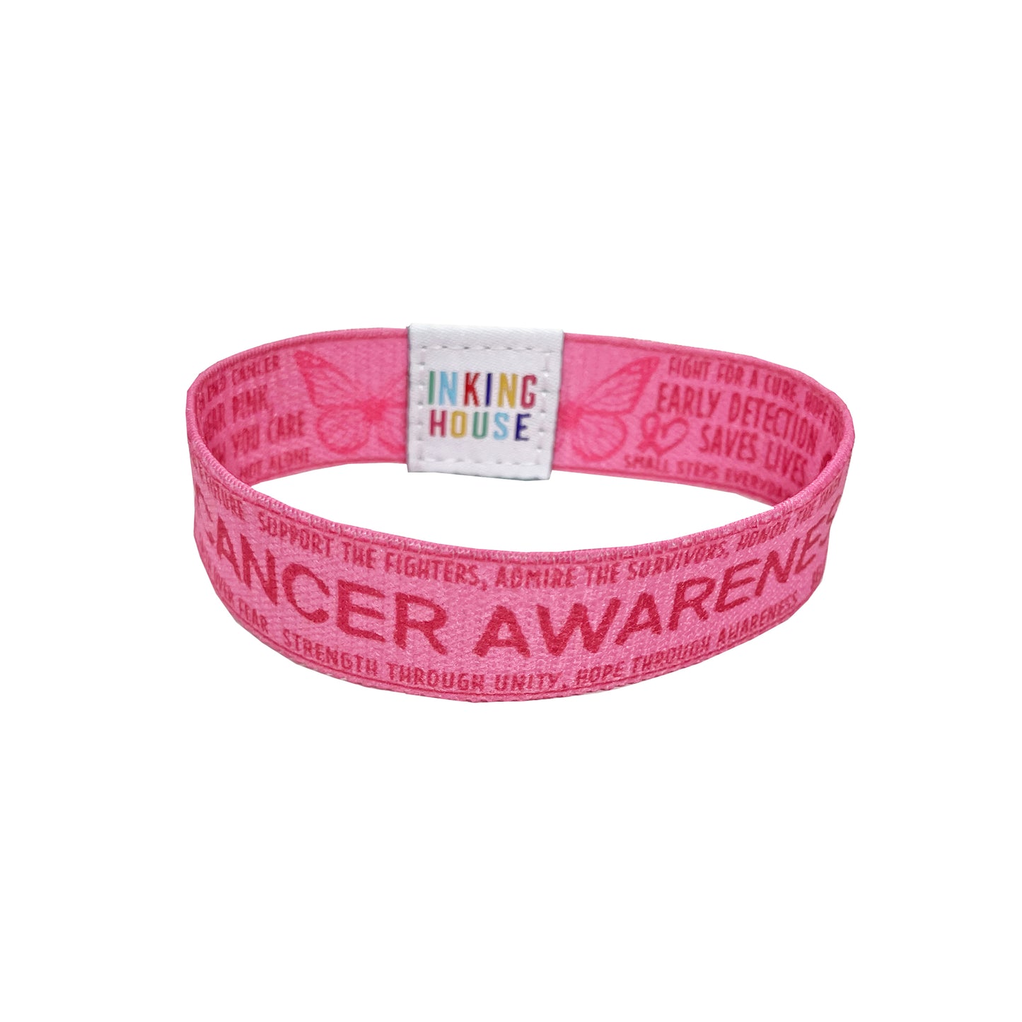 Cancer awareness elastic Wrist band wristband Key tag Set pink ribbon butterfly