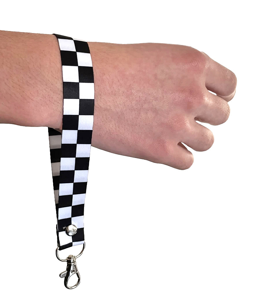 Set of Chequered Flag elastic Wrist band wristband Key tag Set racing motorsports