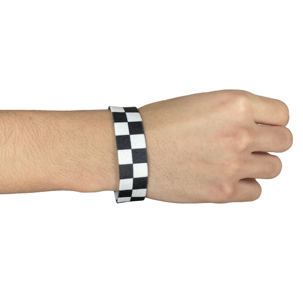 Set of Chequered Flag elastic Wrist band wristband Key tag Set racing motorsports