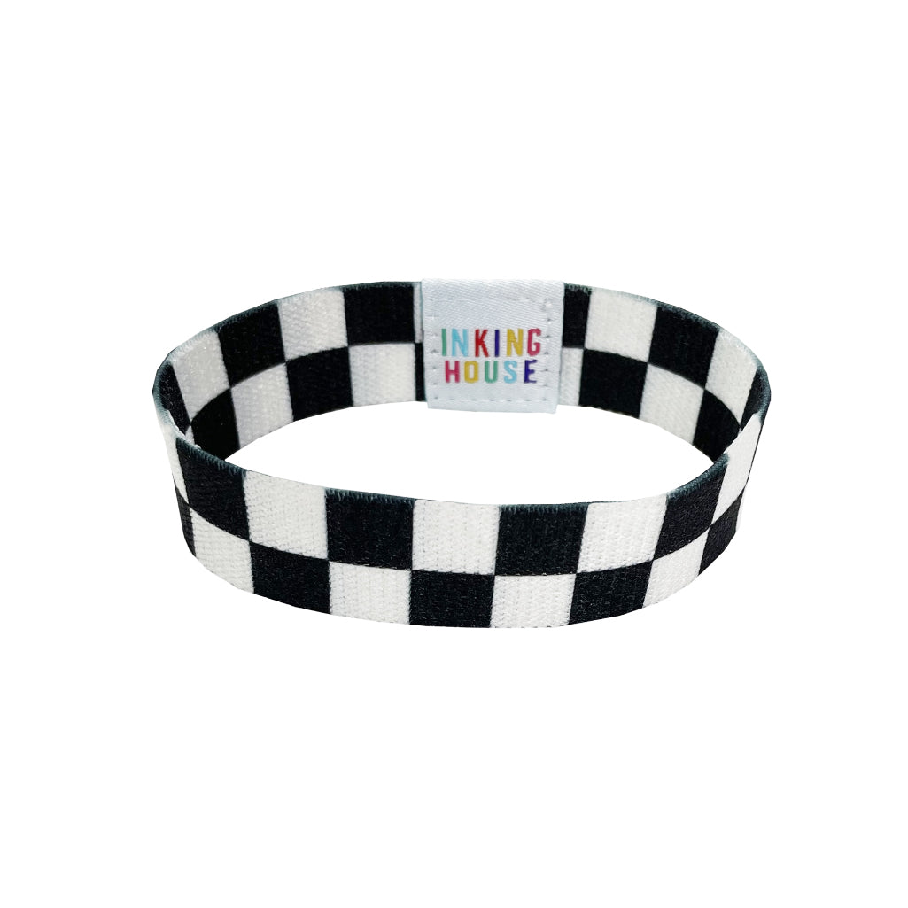 Set of Chequered Flag elastic Wrist band wristband Key tag Set racing motorsports