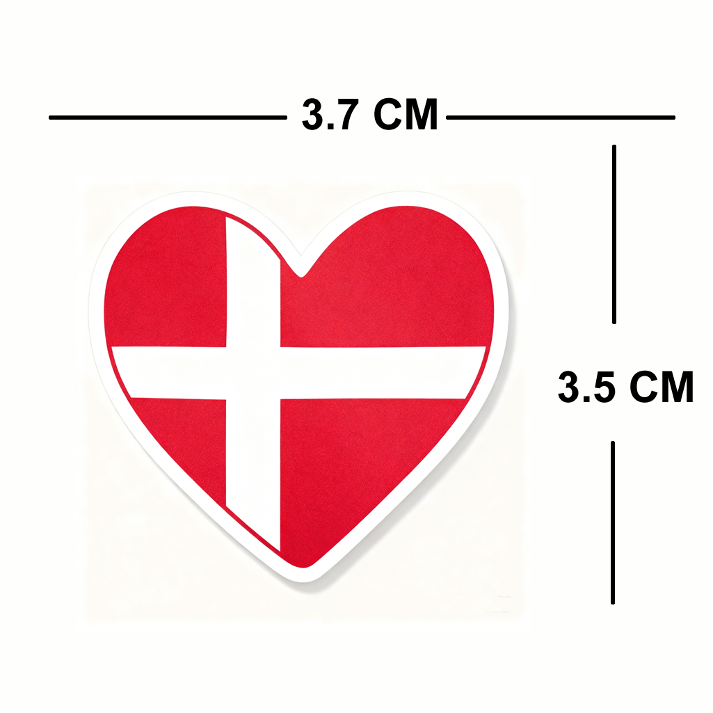 4 PACK Denmark Flag heart waterproof Matte vinyl sticker paper Danish Team Dane