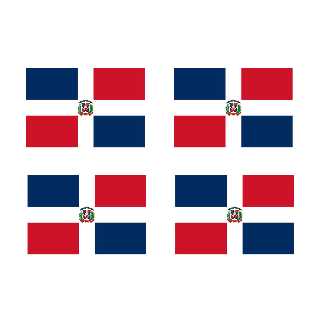 Set of 4 Dominican Republic Flag Iron on Screen Print Transfers for Fabrics Machine Washable Dominican Republic Flag patch