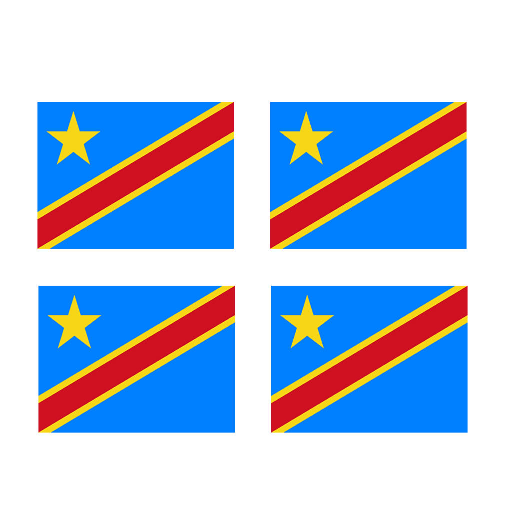 Set of 4 x Democratic Republic of the Congo Iron on Flags