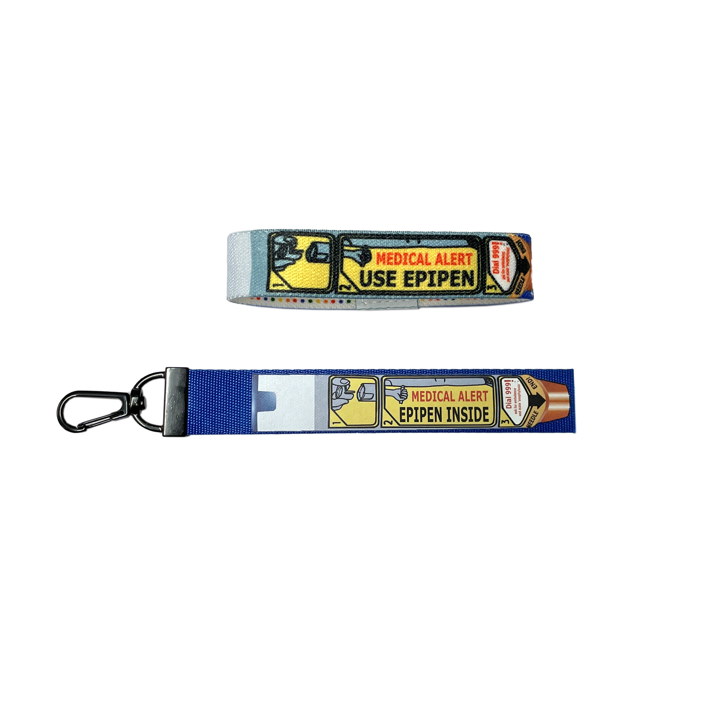 Set of use Epipen elastic Wrist band wristband / Key tag gift Medical Alert Holder