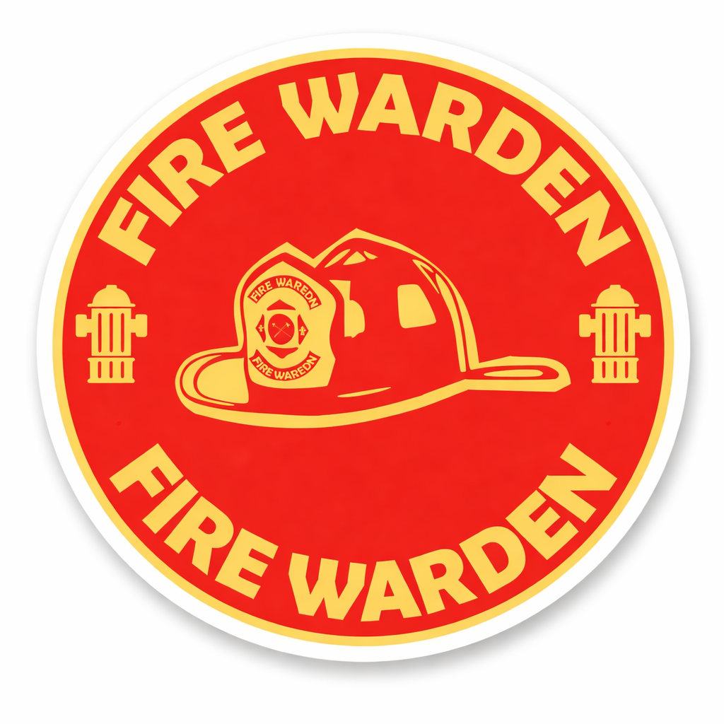 4 PACK Fire Warden waterproof Matte vinyl sticker