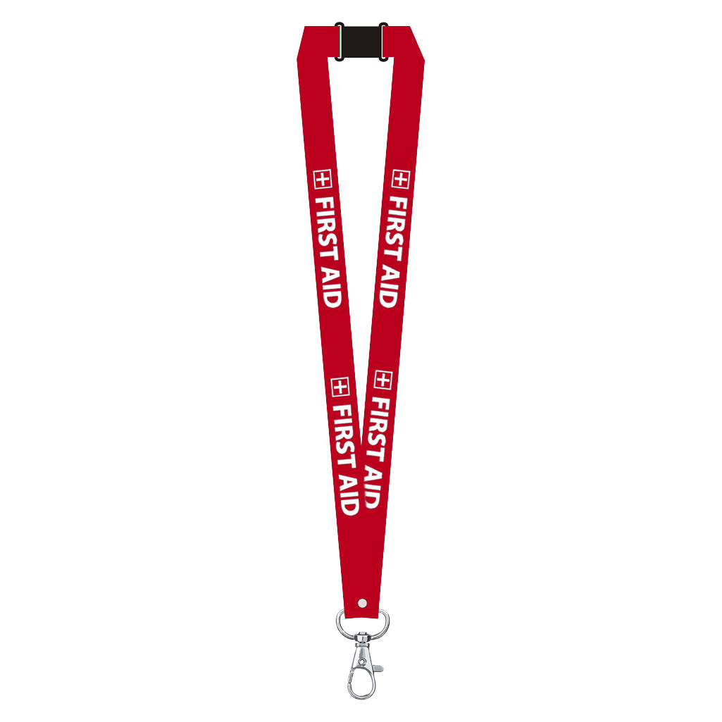 First Aid printed Lanyard neck strap, ID HOLDER included Safety Breakaway Clip UK Stock