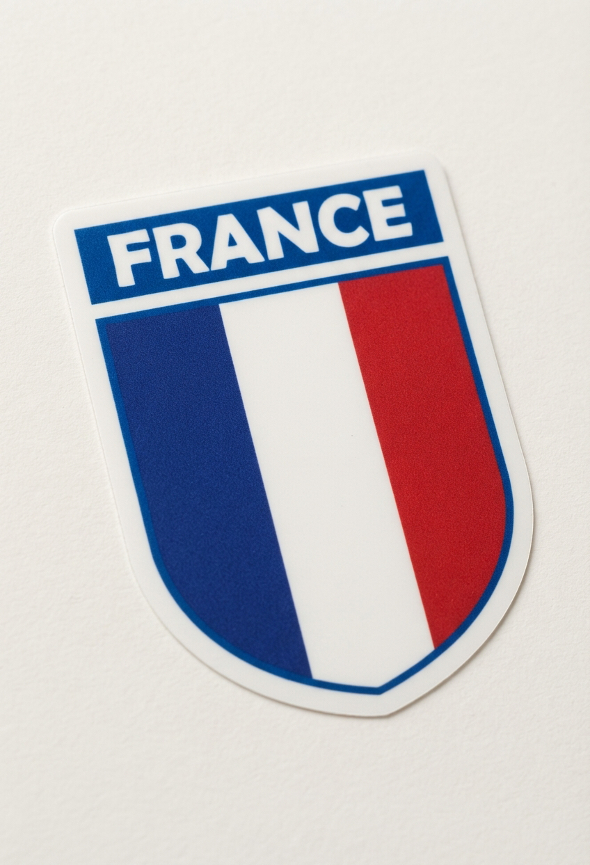 French Flag Crest Vinyl Sticker 4.2 x 5.6 cm, Pack of 2 France team