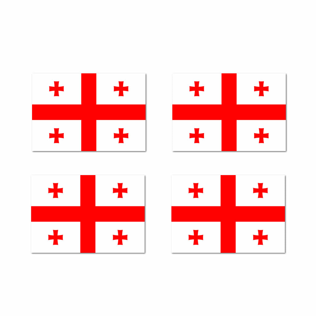 Set of 4 Georgia Flag Iron on Screen Print Transfers for Fabrics Georgian Flag