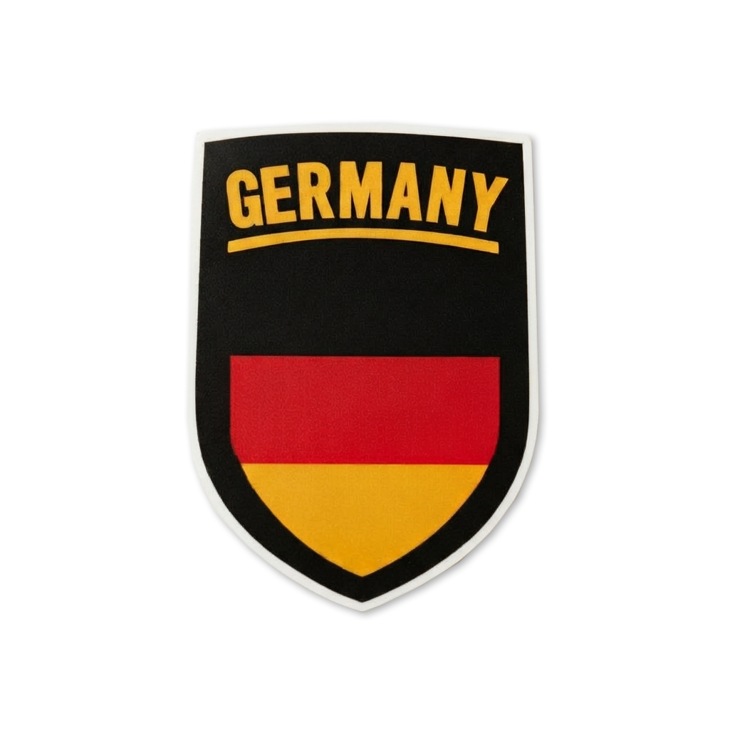 2 PACK German Flag crest waterproof Gloss vinyl sticker Germany Team