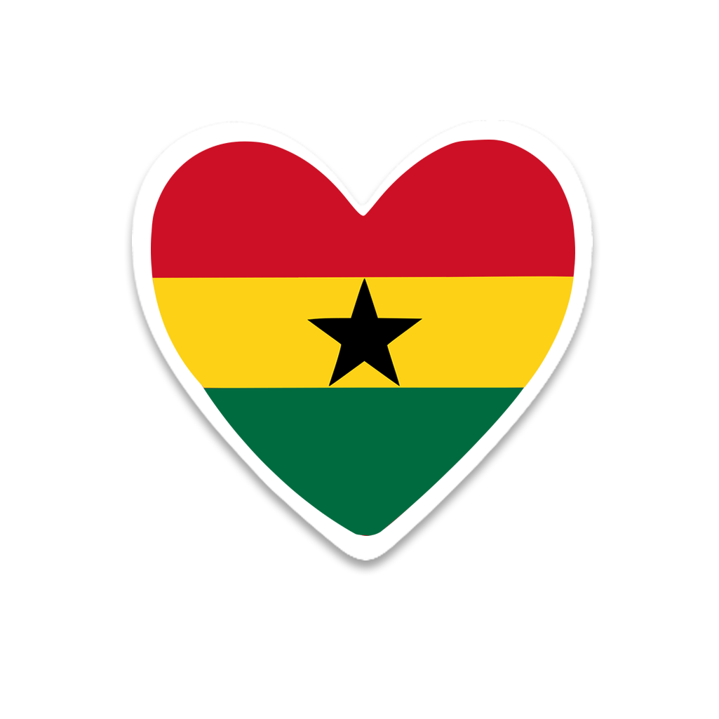 4 PACK Ghana Flag heart waterproof Matte vinyl sticker paper Ghanaian Team