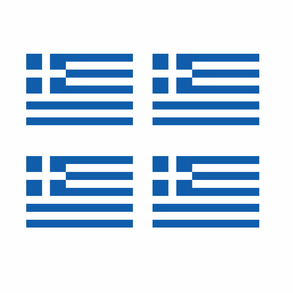 Set of 4 Greece Flag Iron on Screen Print Transfers for Fabrics Greek Flag