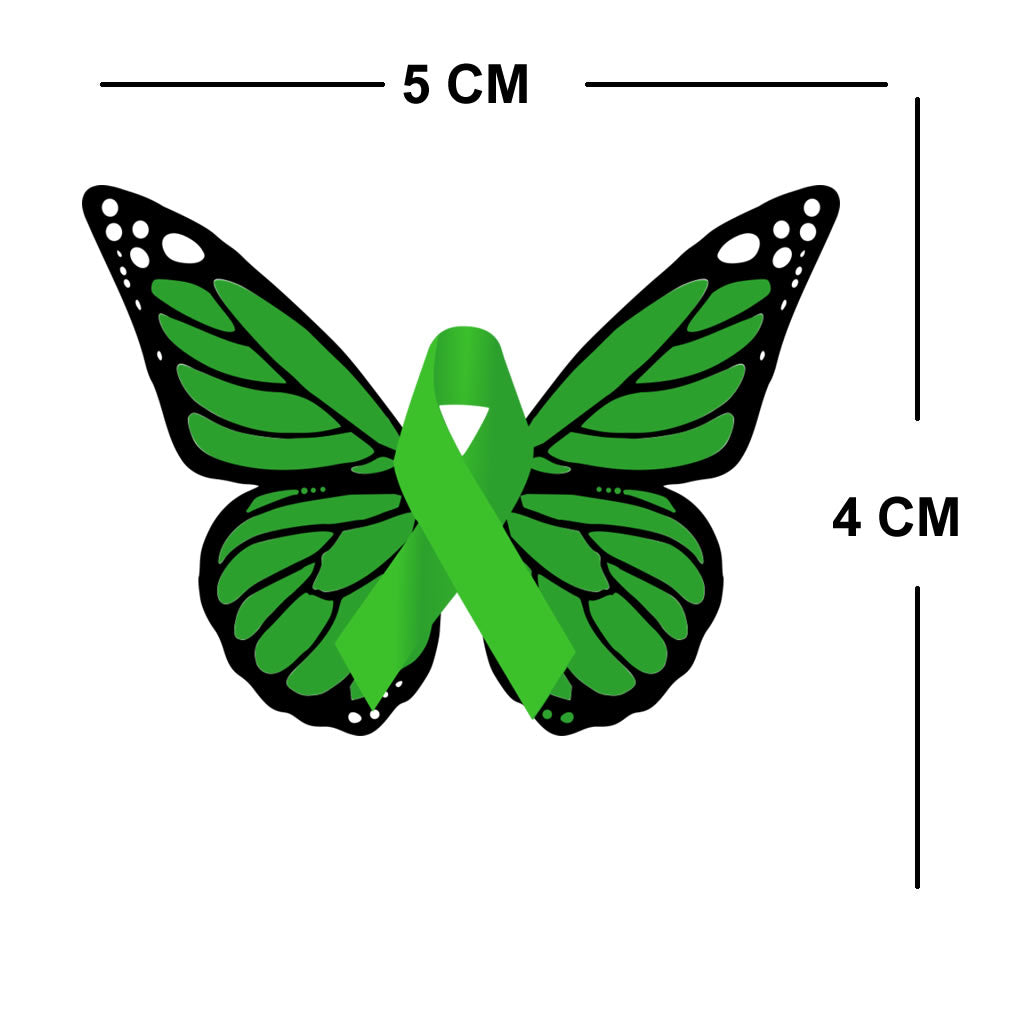 2 Green Butterflies Temporary Tattoo Body art butterfly ribbon mental health awareness