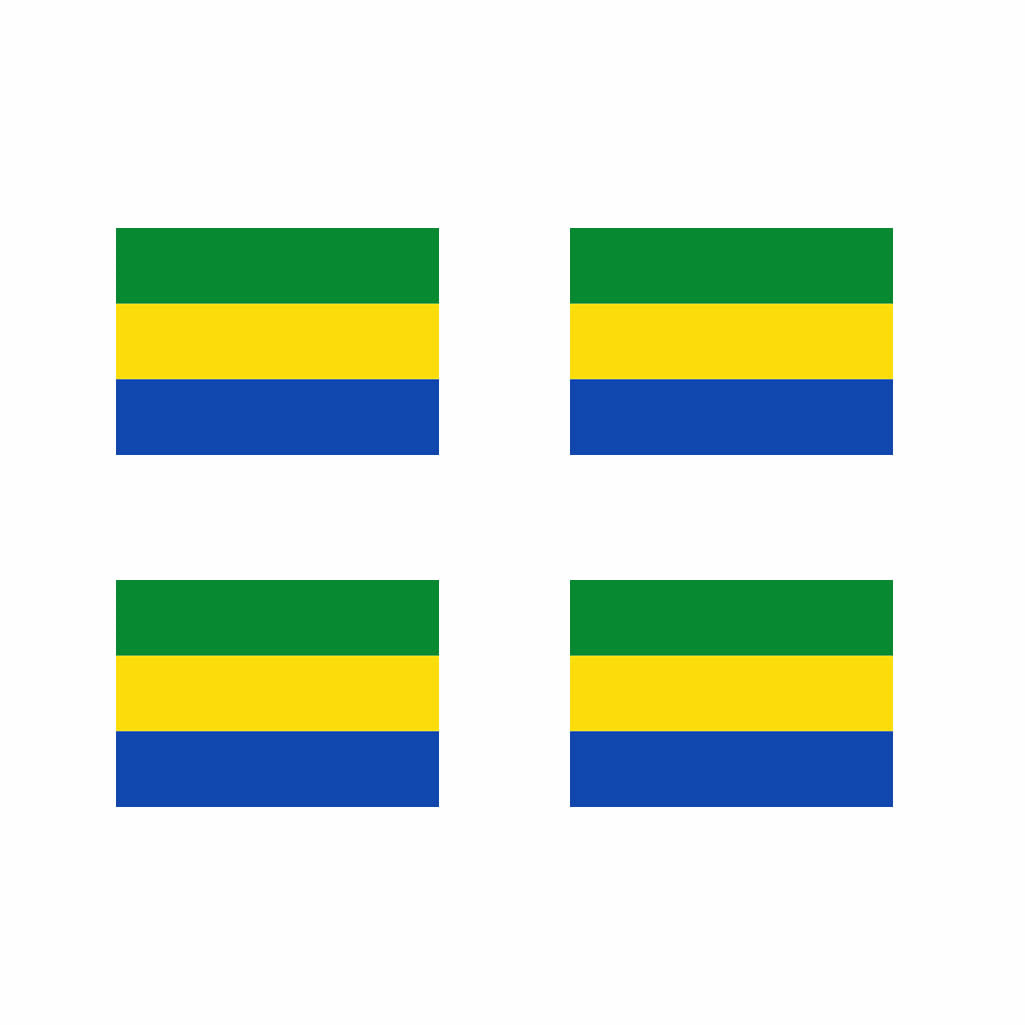 Set of 4 Gabon Flag Iron on Screen Print Transfers for Fabrics Gabonese