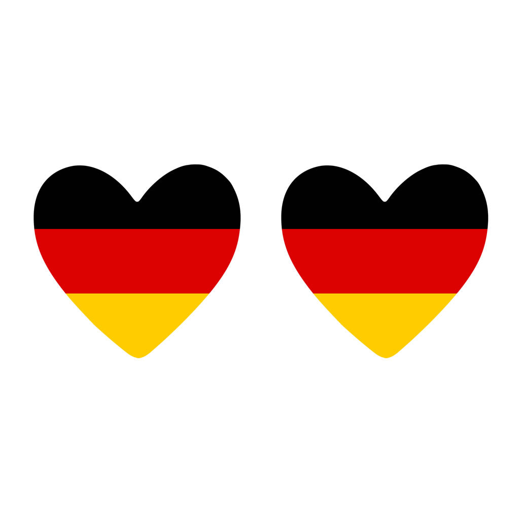 2 x Germany Flag Heart Temporary Tattoo German Team support