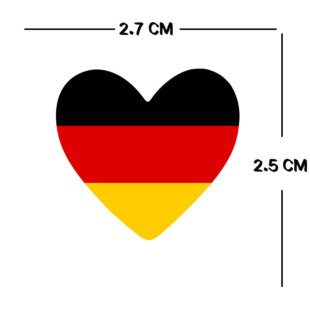 Set of 4 x German Flag Heart Iron on Transfer for fabric Germany Team support