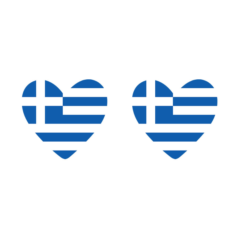 2 x GREECE Flag Heart Temporary Tattoo GREEK Team support