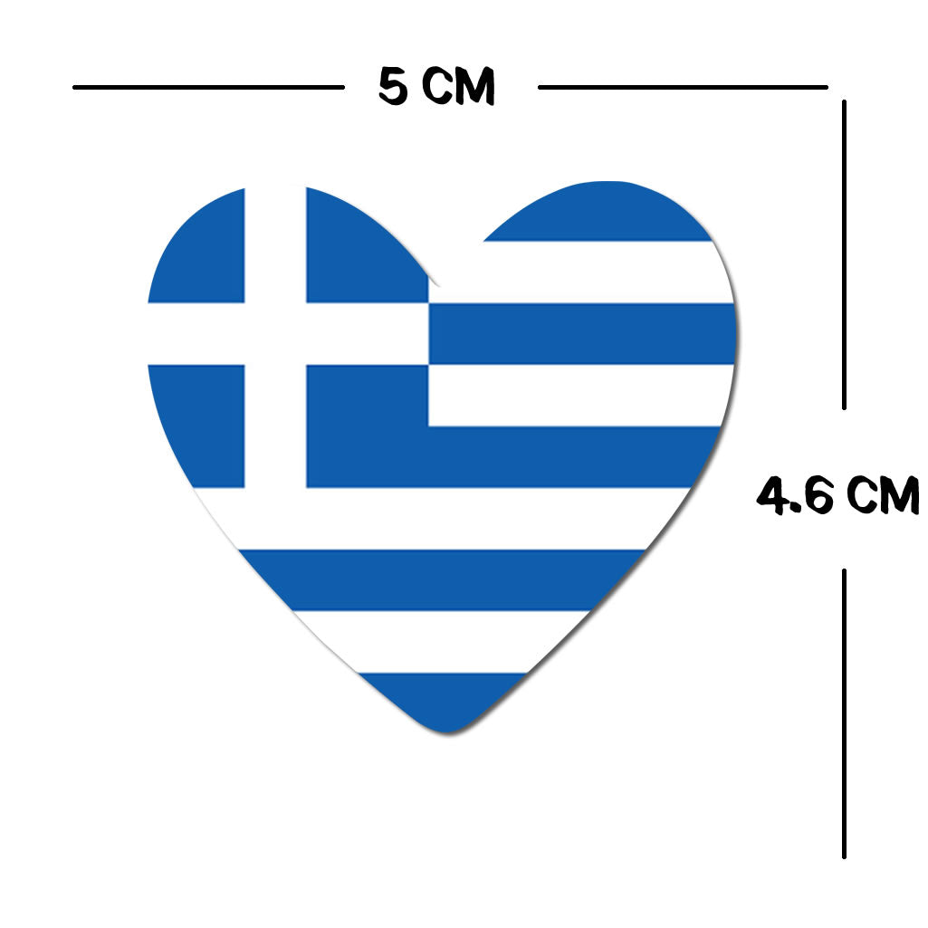 2 x GREECE Flag Heart Temporary Tattoo GREEK Team support