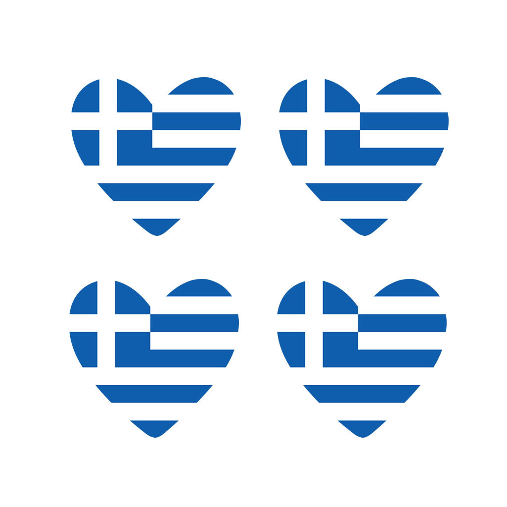 Set of 4 x Greece Flag Heart Iron on Transfer for fabric Greek Team support