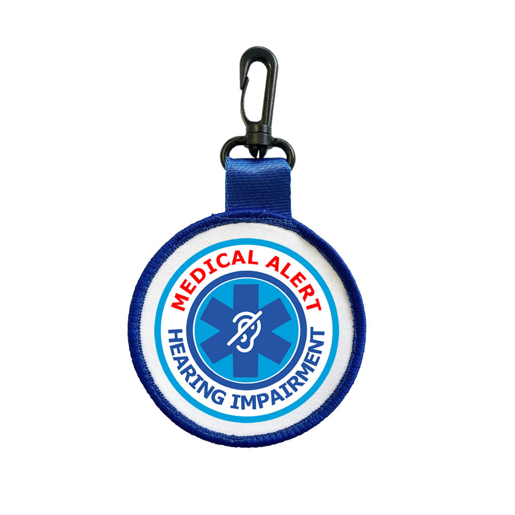 Medical Alert Hearing Impairment Tag Pull Bag Key Ring Keyring