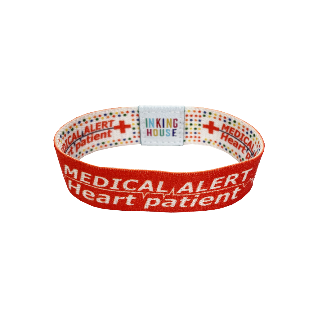 Set of Heart Patient elastic Wrist band wristband / Key tag Medical Alert