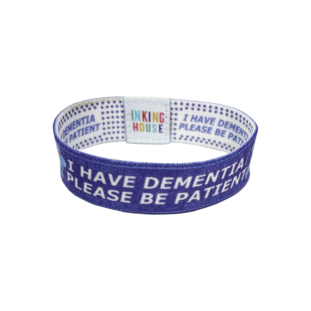 I have Dementia Please be patient elastic Wrist band forget me not wristband