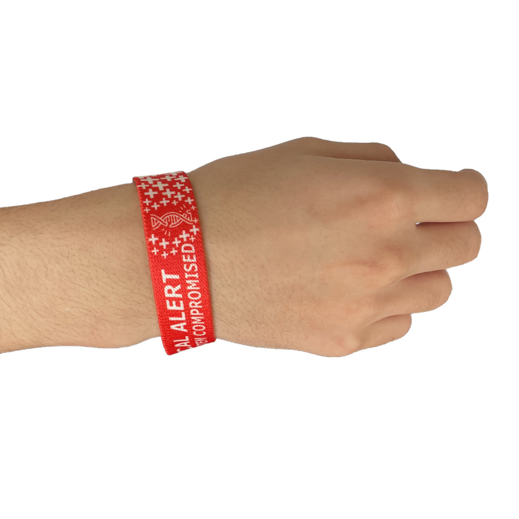 Set of Immune system compromised elastic Wrist band wristband Key tag Set medical alert immuno compromised